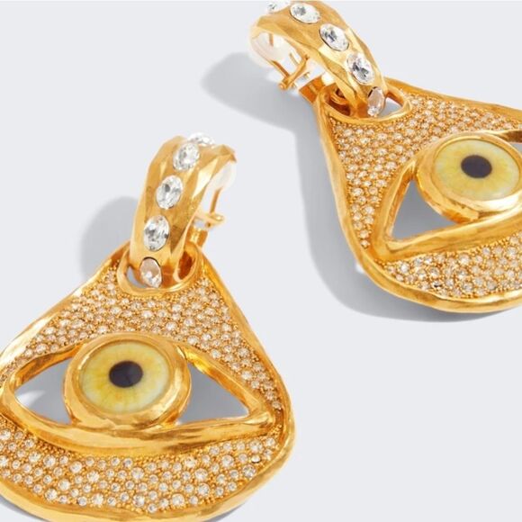 New ZARA Gold Evil Eye of Protection Design Earrings - Picture 4 of 8